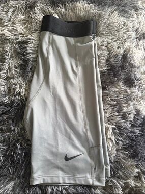 Nike Light Gray Performance Compression Shorts with Black Waistband